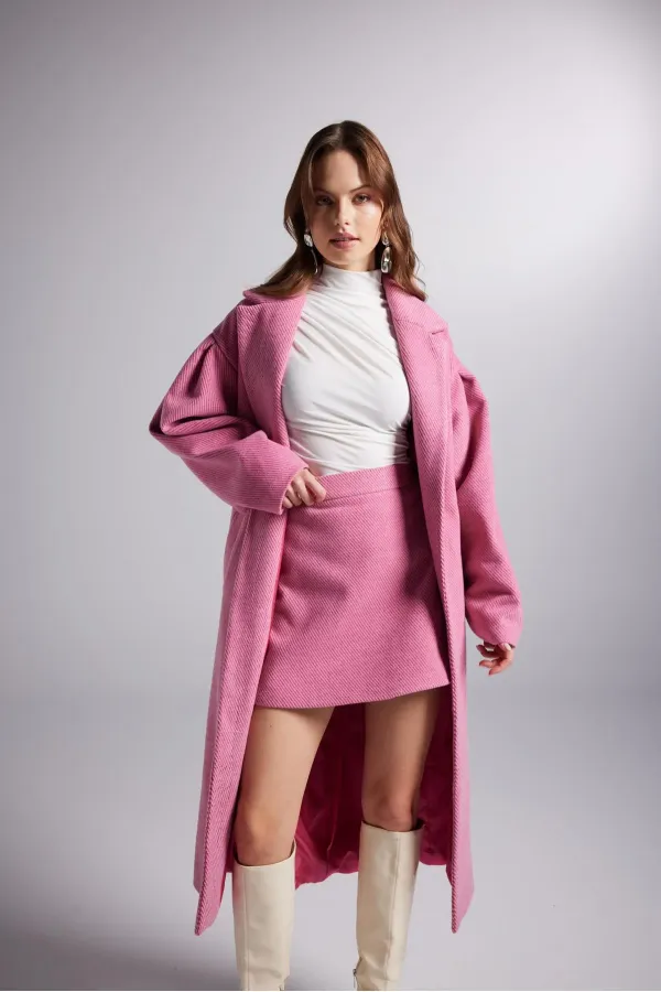 Çan Model A Kesim Mini Kaşe Mira Etek Pembe Çan Model A Kesim Mini Kaşe Mira Etek Pembe