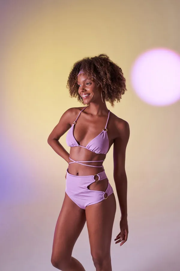Delphi High Waist Bikini Bottom Lilac