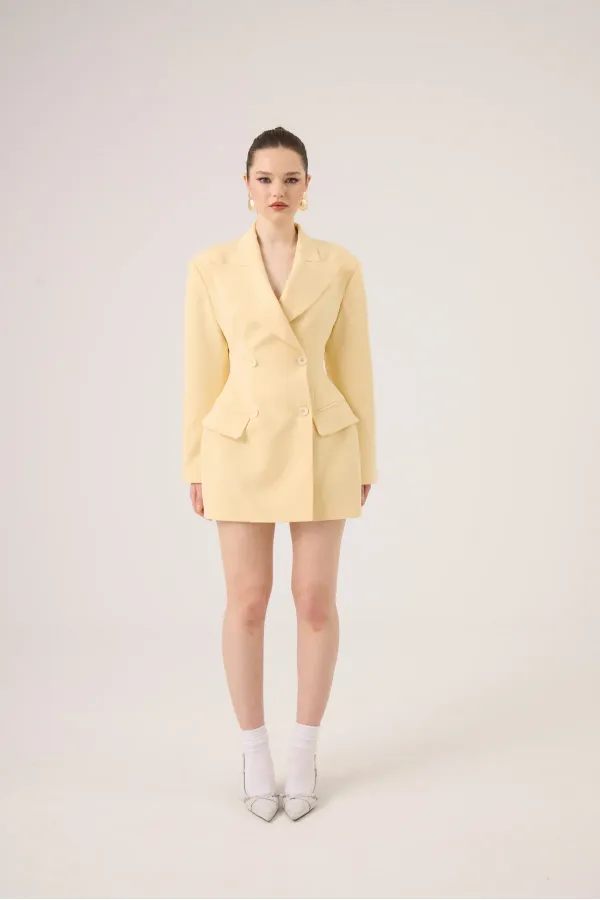 Belden Oturmalı Galina Blazer Ceket Sarı