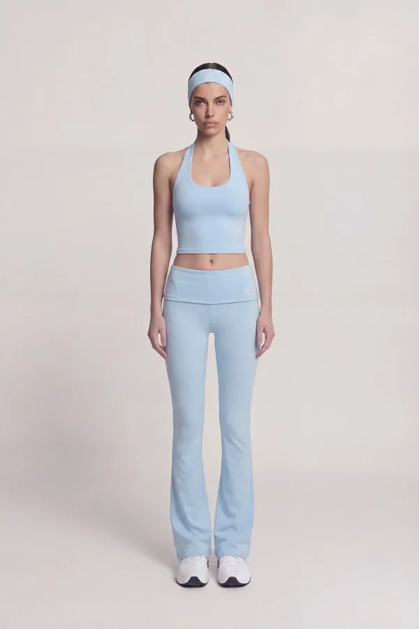Ellen Flare Leggings with Waistband, Blue Ellen Flare Leggings with Waistband, Blue