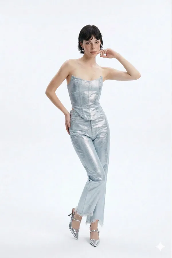 Bustier bleu brillant