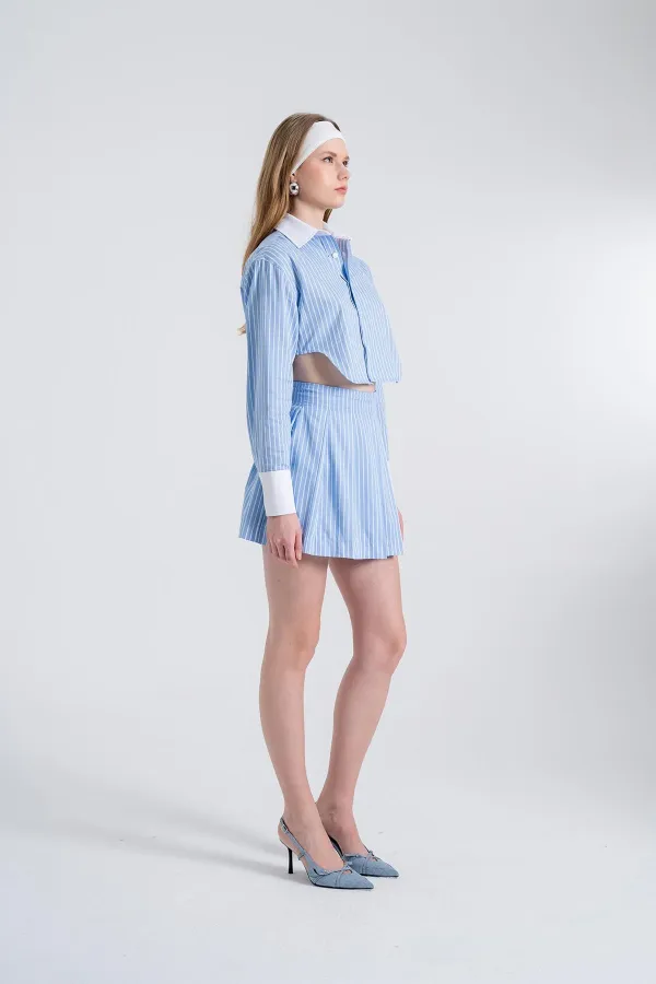 Harmony Crop Gömlek Mavi