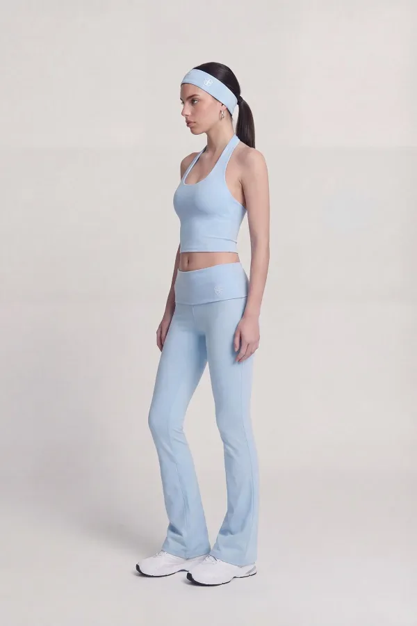 Ellen Flare Leggings with Waistband, Blue Ellen Flare Leggings with Waistband, Blue