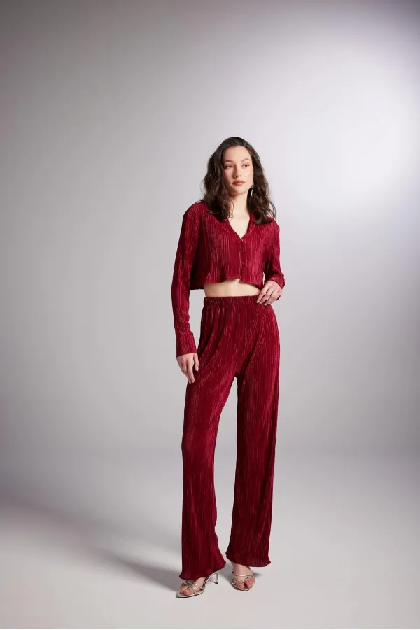 Pantalon confortable bordeaux