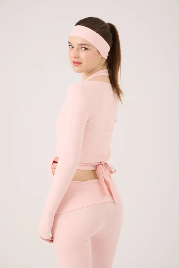 Ellen Bolero with Tie-Up Crop Cut, Pink