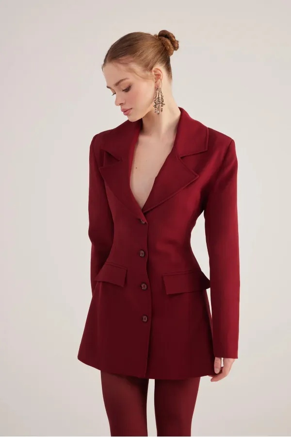 Deja Blazer Ceket Bordo