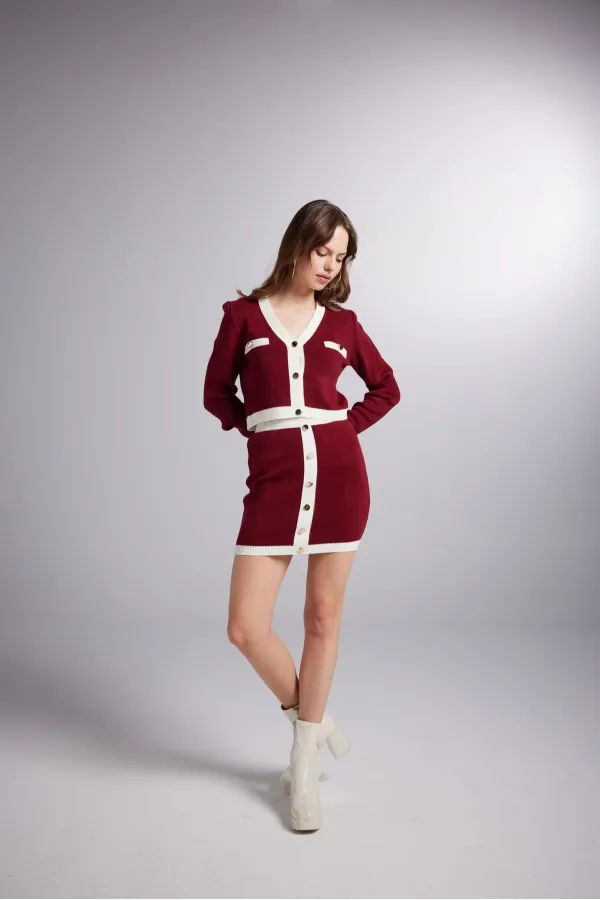 Elias Knitwear Suit Claret Red