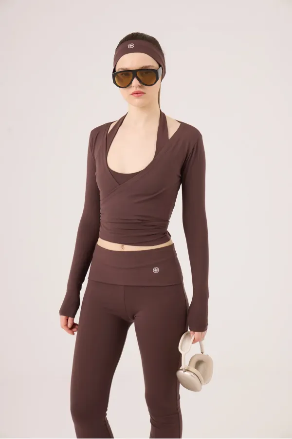 Ellen Bolero with Tie-Up Crop Cut, Coffee