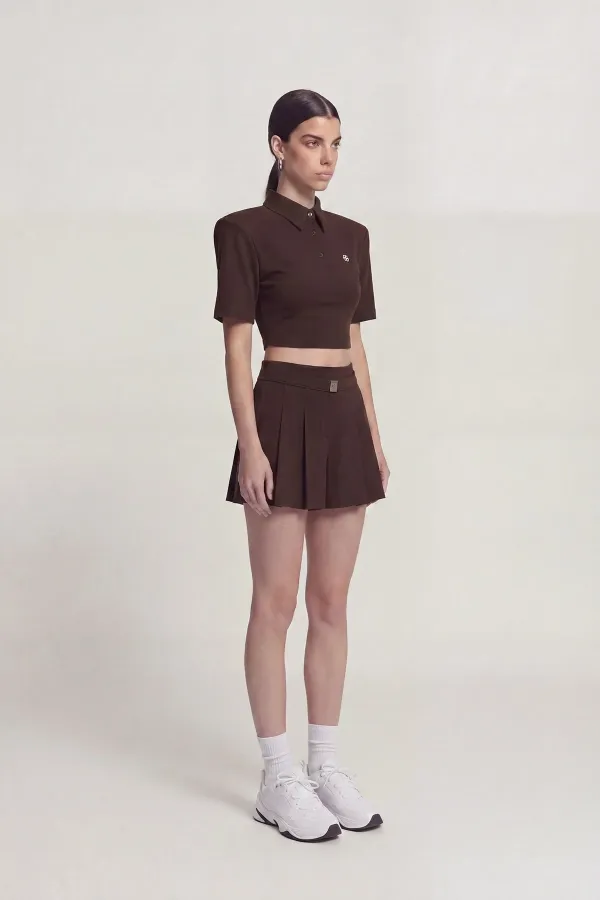 Short Alexia plissé taille haute avec ceinture, marron café Short Alexia plissé taille haute avec ceinture, marron café