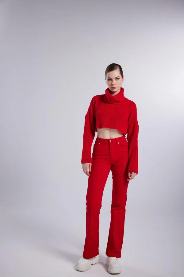 Alert Jean Pantolon Kırmızı