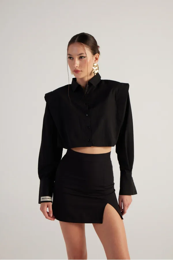 Tria Crop Shirt Black