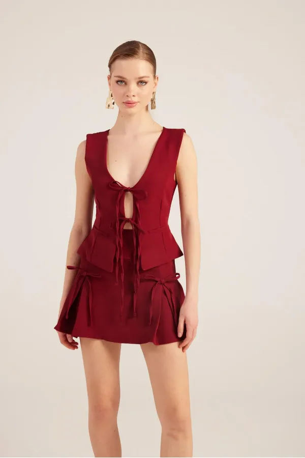 Jupe courte Elena bordeaux