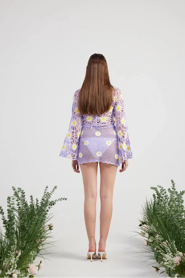 Ensemble de tricot pour poupée lilas