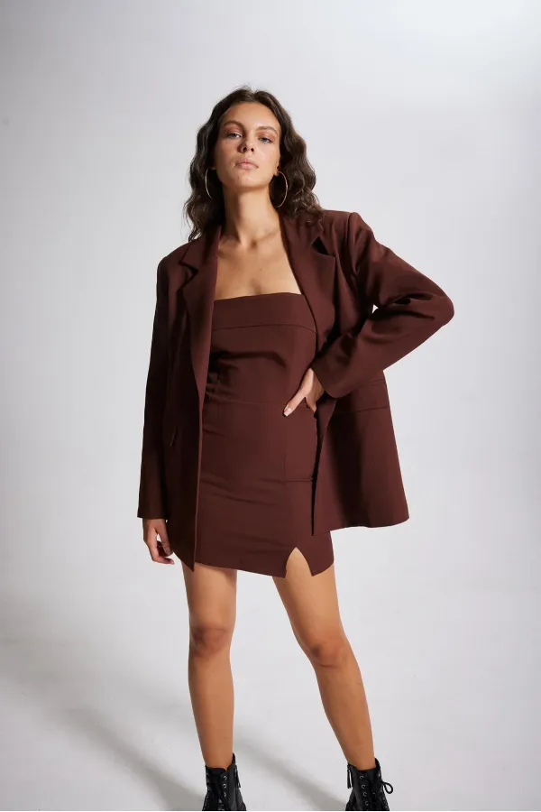 Veste blazer Panky, couleur café