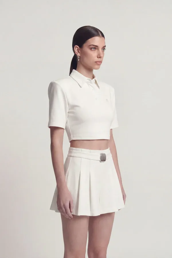 Short Alexia plissé taille haute avec ceinture blanc Short Alexia plissé taille haute avec ceinture blanc