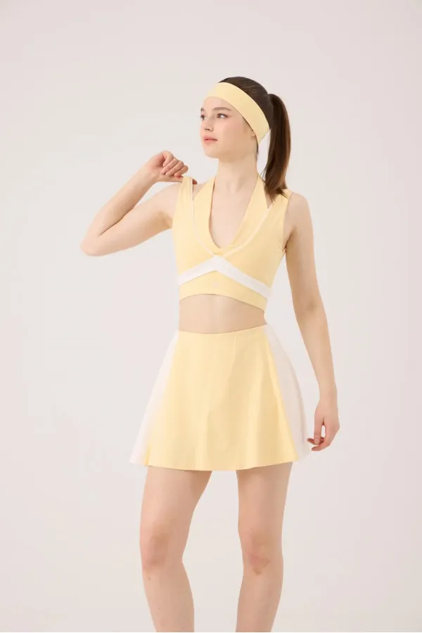 Jupe courte Stella jaune taille haute