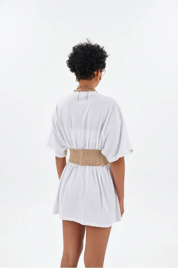 Corset en satin beige