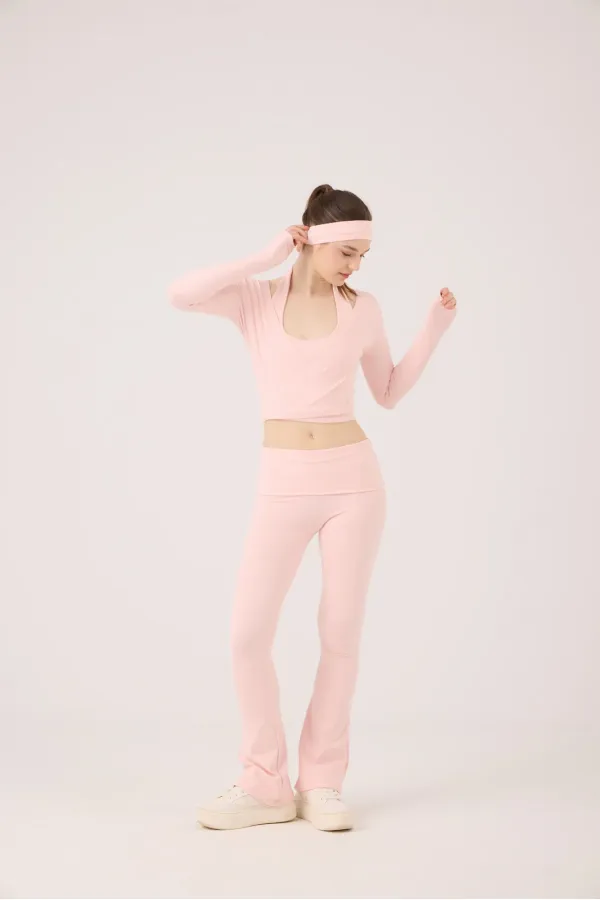 Ellen Flare Leggings with Waistband, Pink