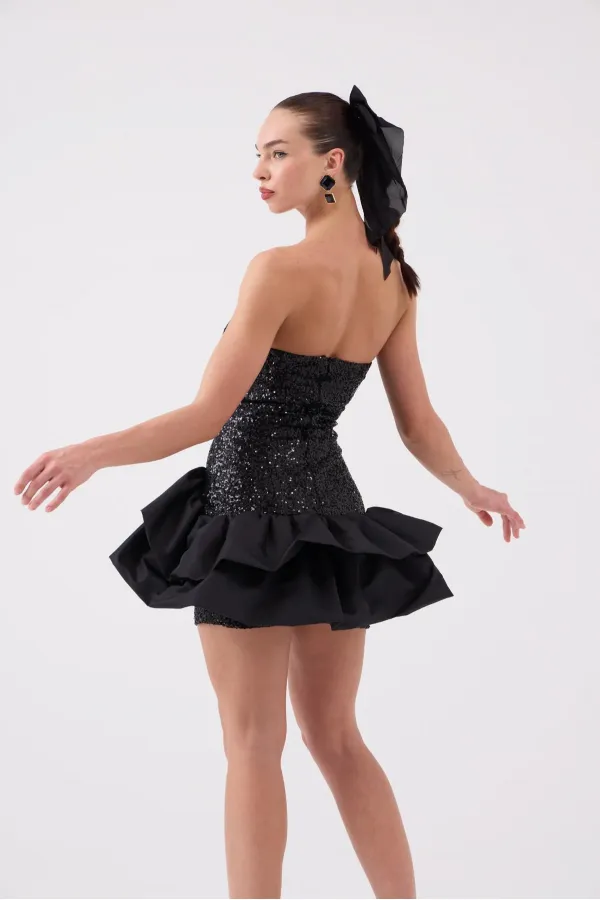 Sequined Mini Francesca Dress Black