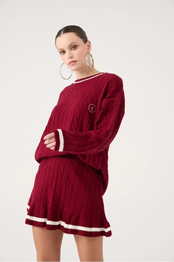 Jupe Harold en maille bordeaux