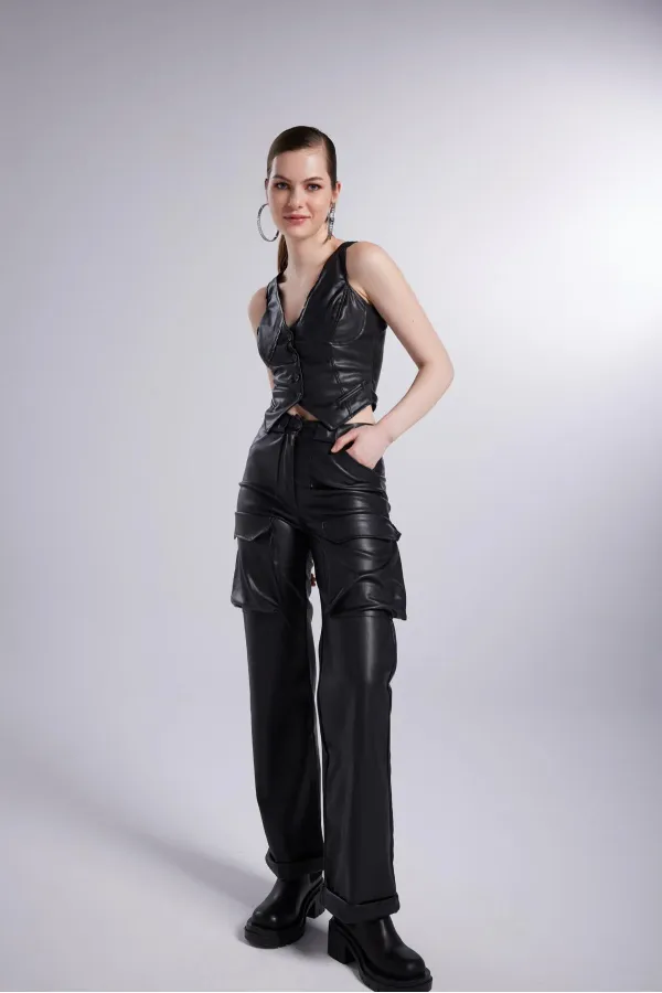 Pantalon en cuir Hera noir