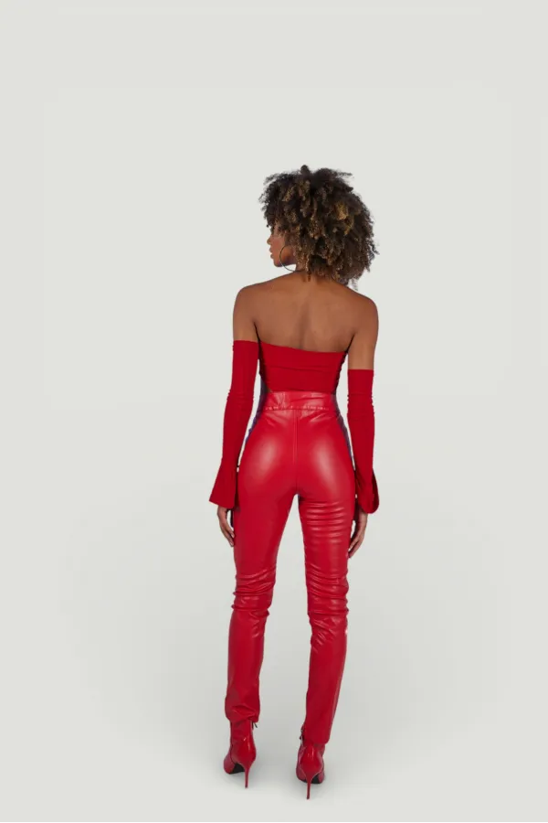 Pantalon en cuir rouge Rebel