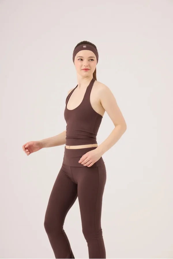 Ellen Halter Neck Bustier in Coffee Brown