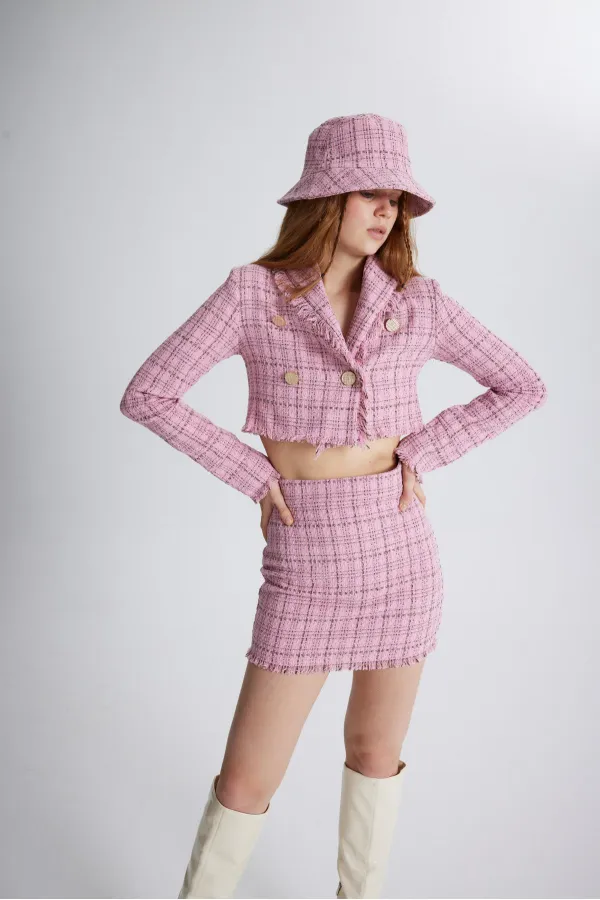 Tweed Skirt Pink