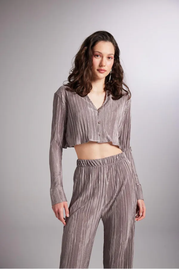 Comfy Crop Gömlek Vizon