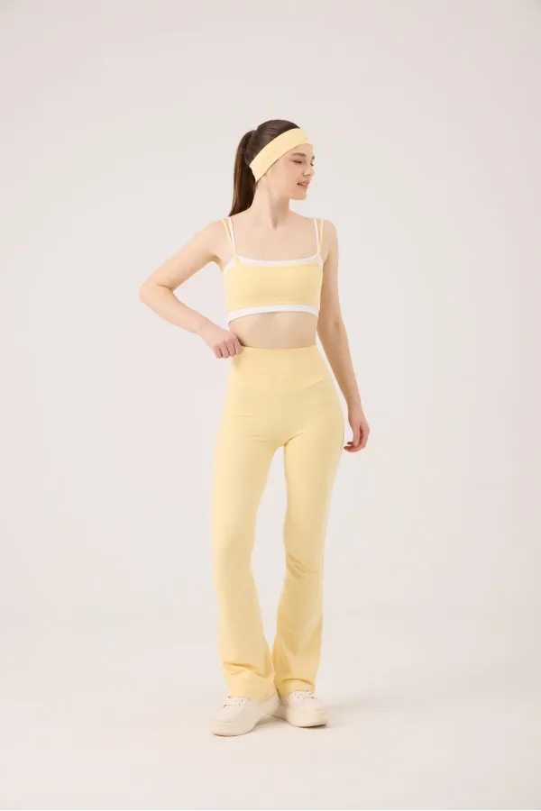 High Waist Flare Fabiola Leggings Pants Yellow