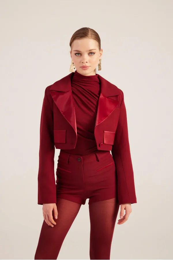 Veste blazer courte Camila rouge bordeaux