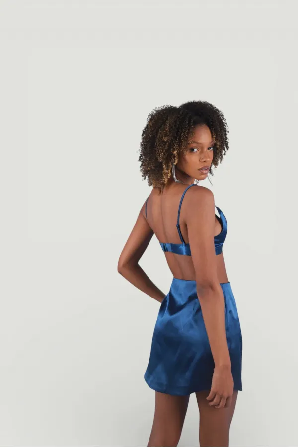 Bustier fantaisie bleu marine