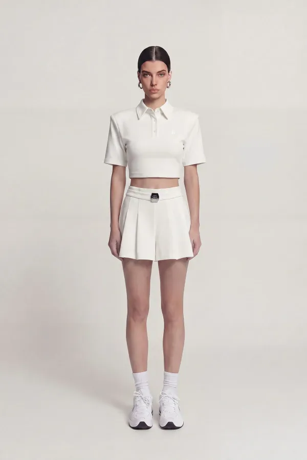 Short Alexia plissé taille haute avec ceinture blanc Short Alexia plissé taille haute avec ceinture blanc