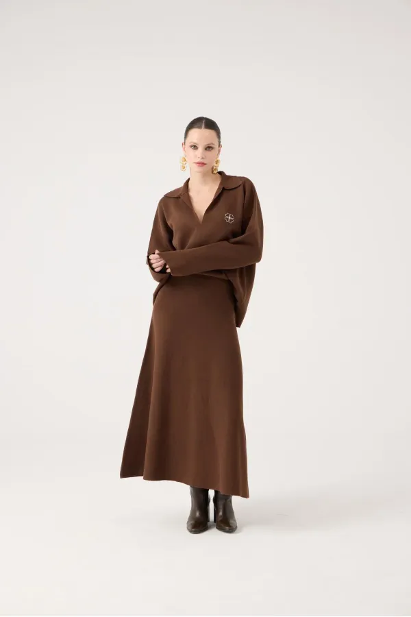 Zoi Knit Skirt Brown