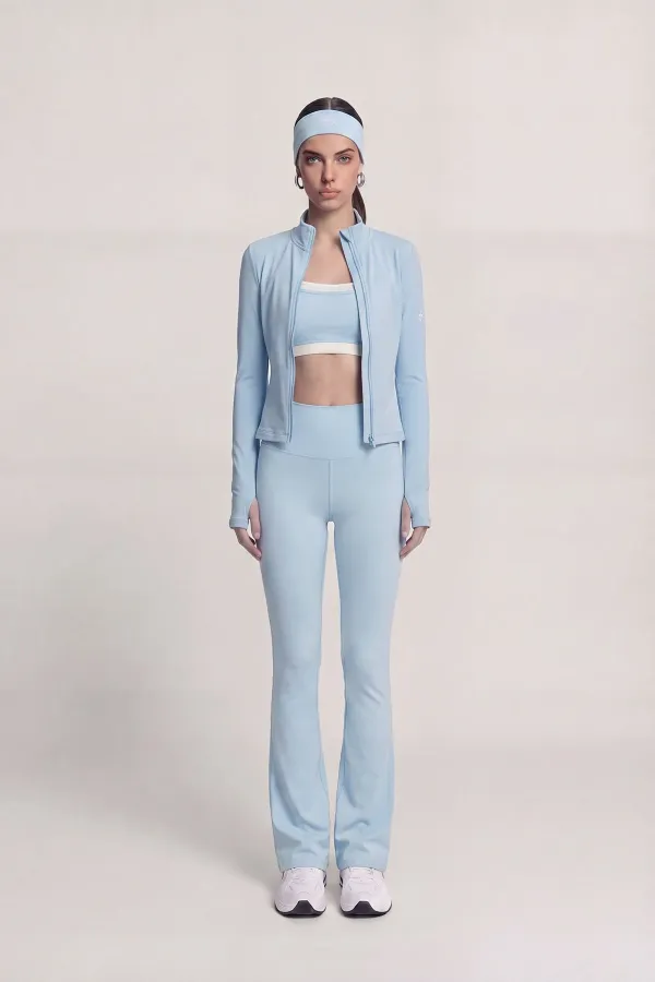 Fabiola Jacket with Finger Detail and Zipper, Blue Fabiola Jacket with Finger Detail and Zipper, Blue