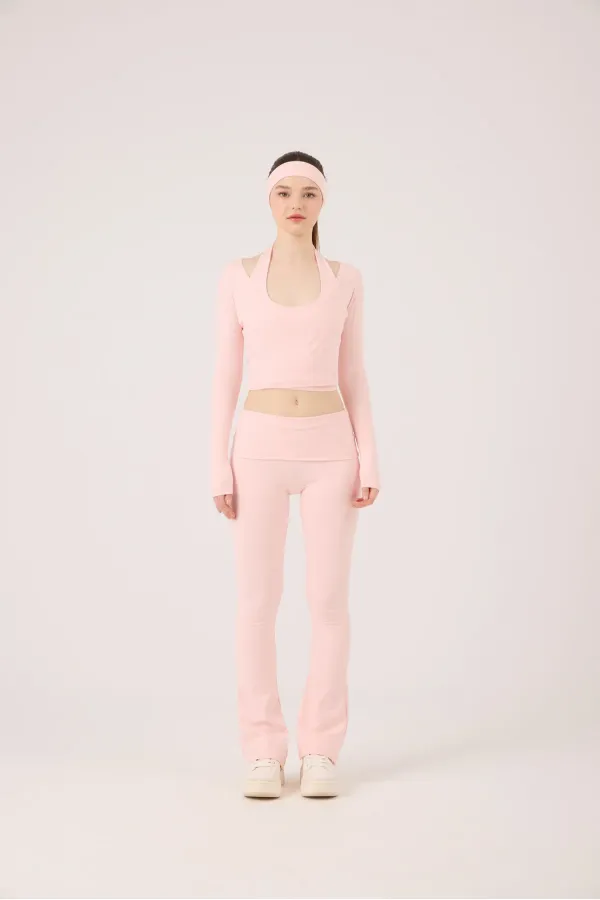 Ellen Flare Leggings with Waistband, Pink