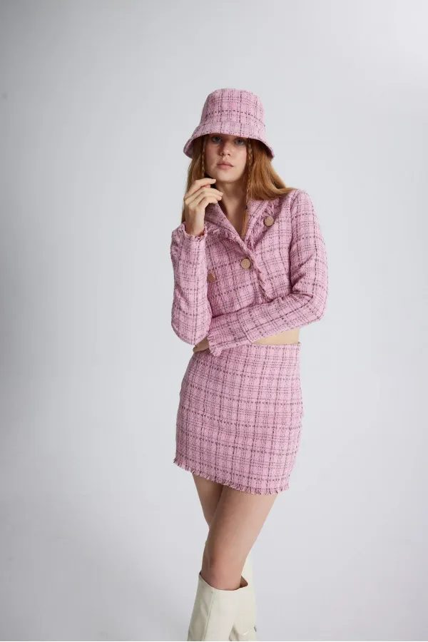 Tweed Skirt Pink