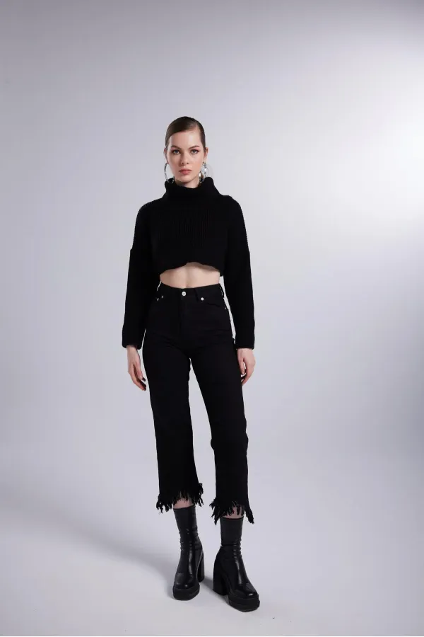 Women's Black Turtleneck Long Sleeve Lirola Sweater