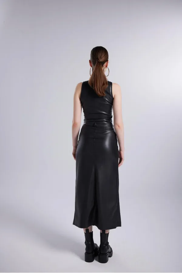 Hera Deri Etek Siyah