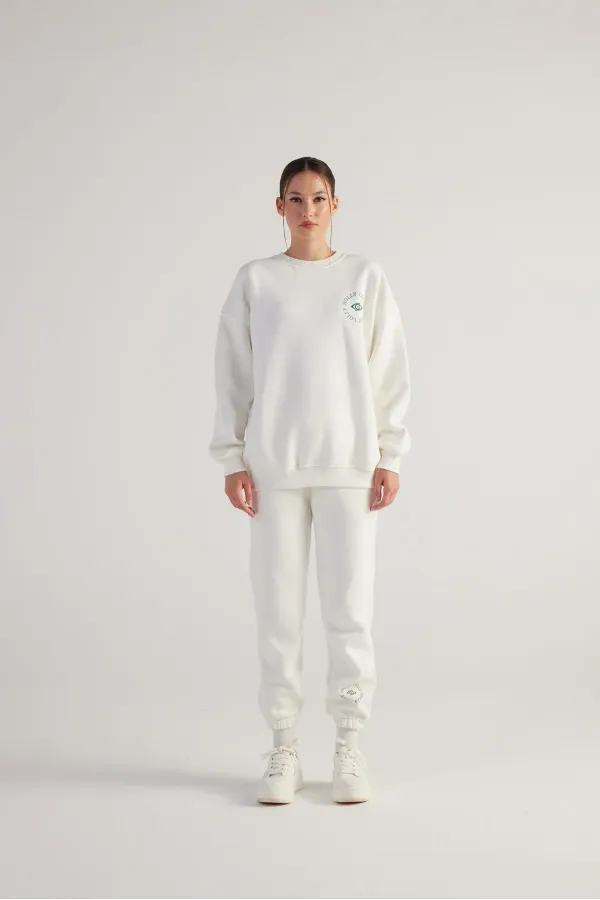 Pantalon de survêtement fin écru