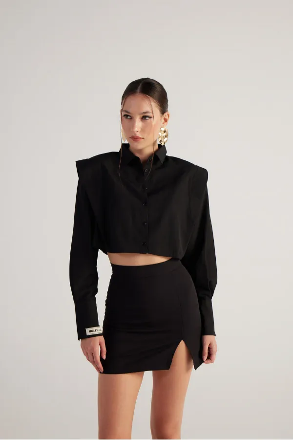 Tria Crop Shirt Black