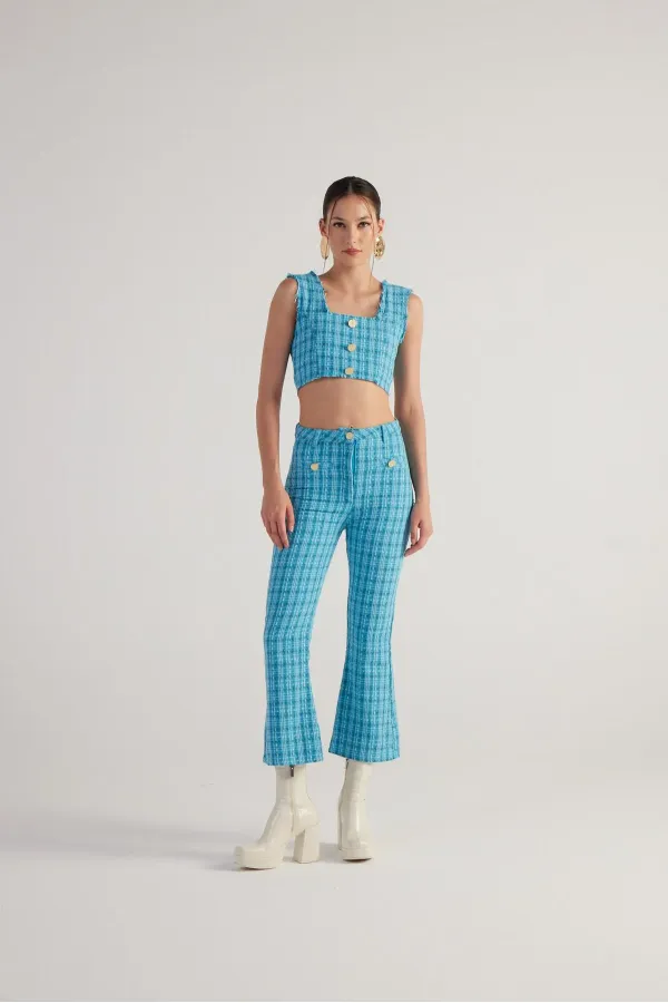 Pantalon en tweed bleu