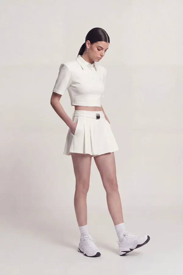 Short Alexia plissé taille haute avec ceinture blanc Short Alexia plissé taille haute avec ceinture blanc