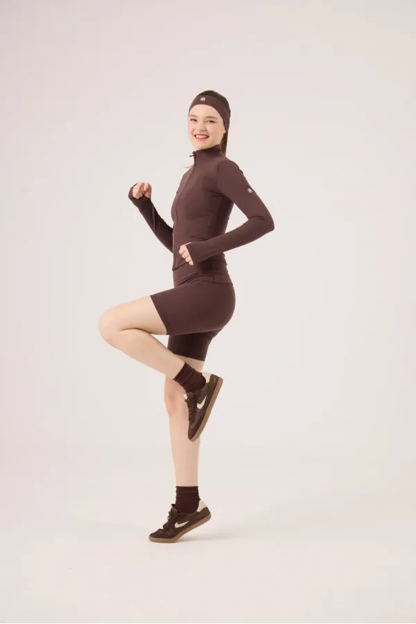 Short Kacie mini à taille croisée, marron