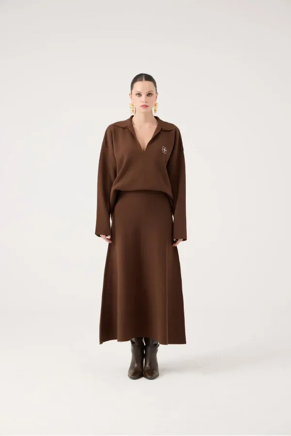Zoi Knit Skirt Brown