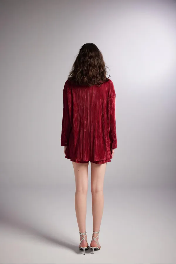 Comfy Oversize Gömlek Bordo