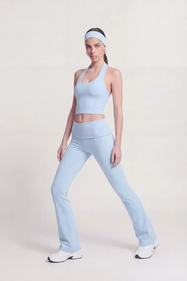 Ellen Flare Leggings with Waistband, Blue Ellen Flare Leggings with Waistband, Blue