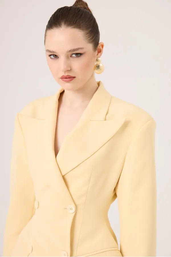 Belden Oturmalı Galina Blazer Ceket Sarı