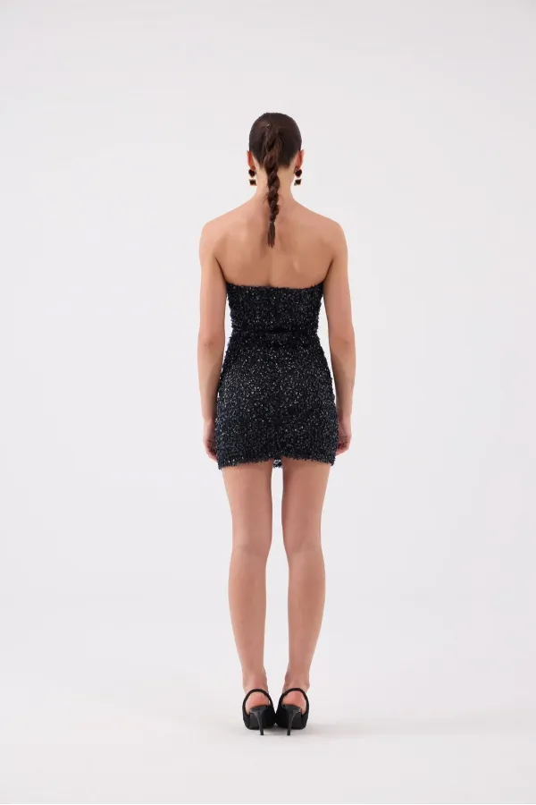 Sequin Strapless Mini Genesis Dress Black
