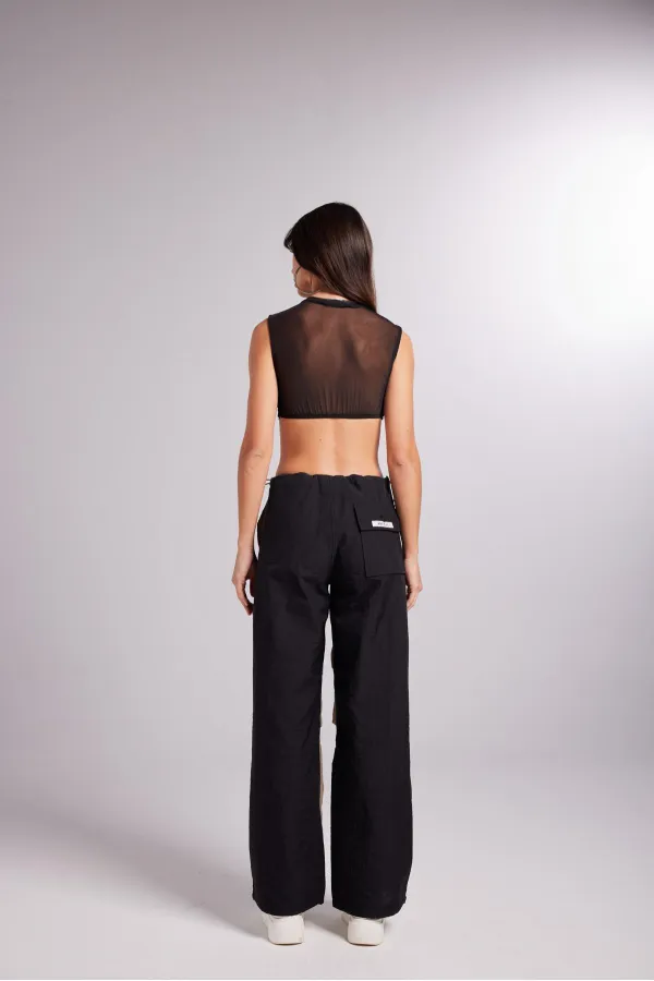 Bicolor Parachute Pantolon Bej